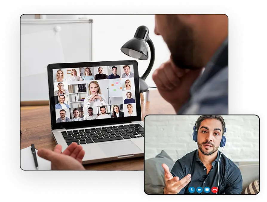 A designer on a video consultation call with a client
